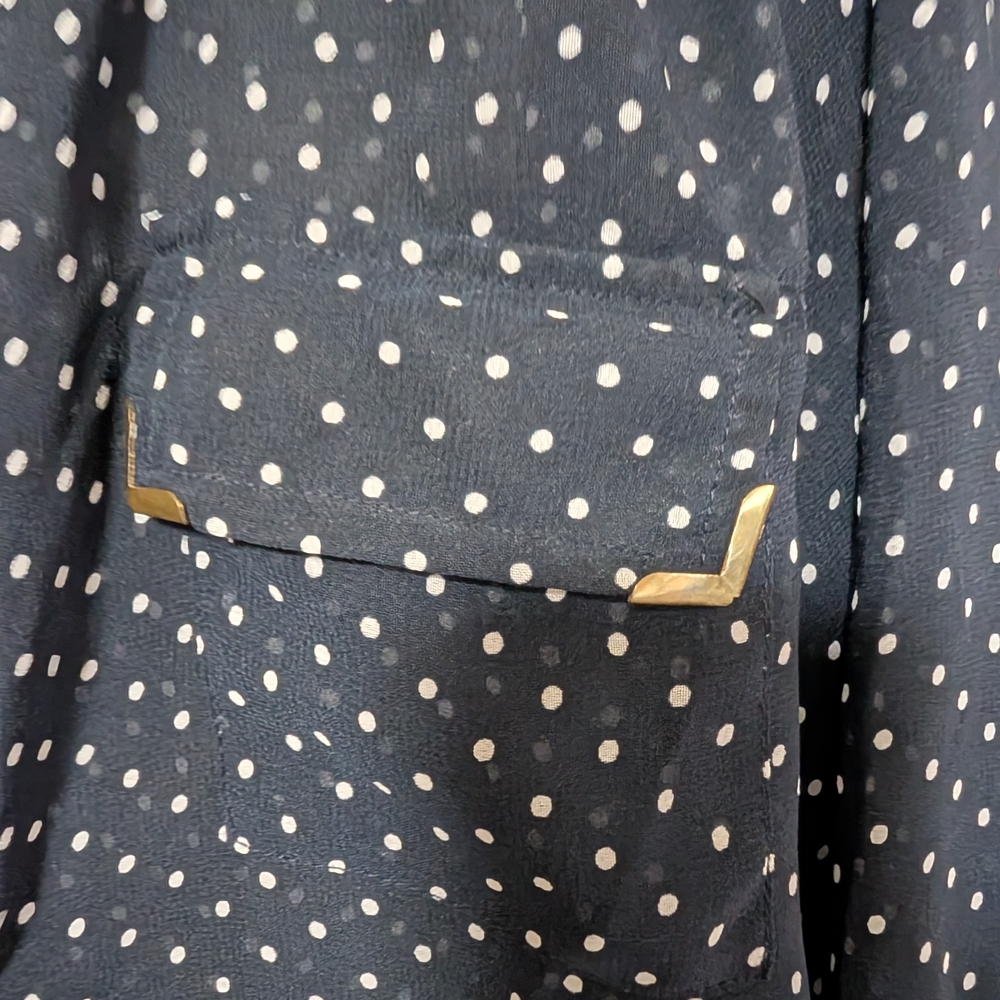 Polka Dot Navy Blouse - Picture 6 of 9